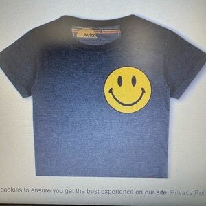 Aviator Nation kids charcoal tee with smiley face Size 12